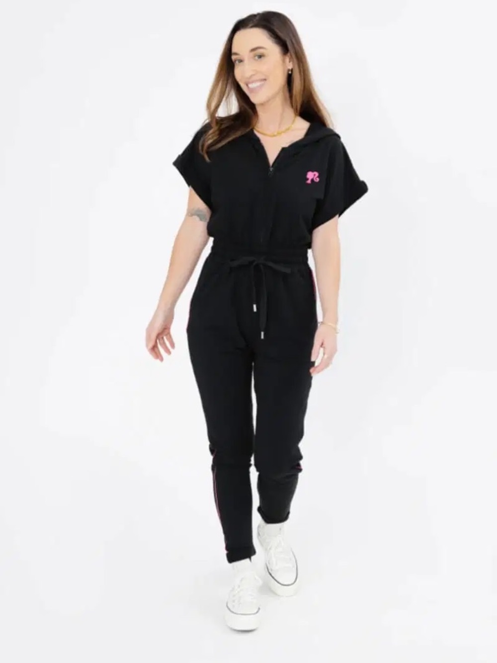 SMASH + TESS x BARBIE • Live Big Hoodie Romper in Midnight Black • Small